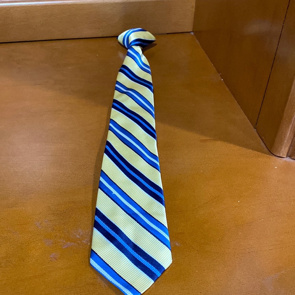 Boys stripe Blue and yellow Clip on tie